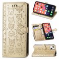 thumbnail image 1 of Cartoon Case for iPhone 13(2021), Allytech Embossed Animal PU Leather Impact Resistant TPU Back Card Slots Magnetic Closure Hand Strap Stand Cover for iPhone 13 6.1" 2021, Gold, 1 of 4