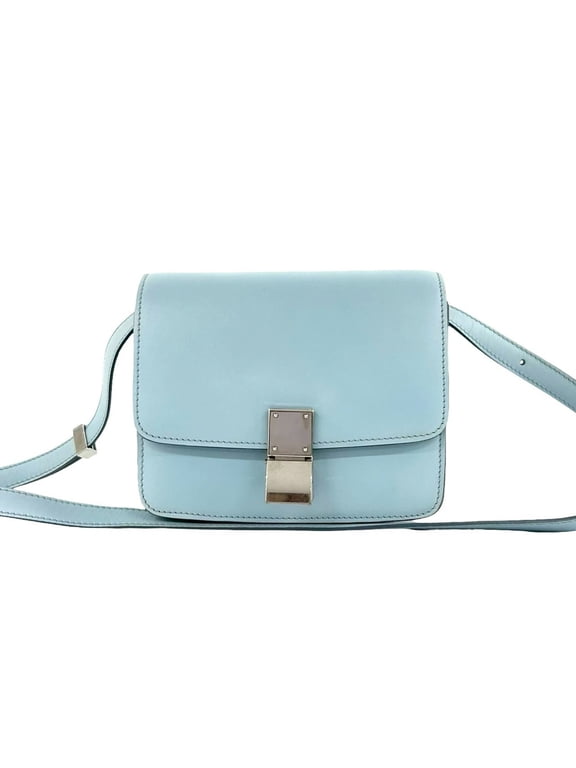 Pre-Owned CELINE Classic Box Small Leather Mini Shoulder Bag/Pouch/Sacoche, Light Blue, 46363