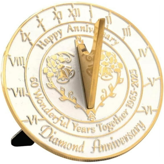 NauticalMart 60 Diamond Anniversary Unique Marriage Present for Parents, Grandparents, Friends, Husband or Wife, Couples, Him & Her Wedding Anniversary Sundial Gift 2025 (60th Anniversary)
