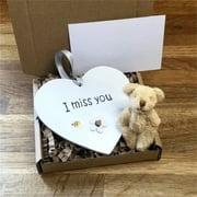 Dvkptbk Wooden Heart Pocket Teddy Bear Cuddle Gift Home Decor