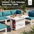 thumbnail image 5 of RADIATA Patio Aluminum Furniture Set with Fire Pit Table and Oversized 29" Seats, 7 Pieces Outdoor Sectional Conversation Sofa Set for Backyard, Poolside, 500 lb/Seat, White & Green Blue, 5 of 11