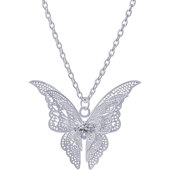 Zephyriana Silver Lovely Butterfly Pendant Necklace Jewelry for Women, Pendant Chain Necklace 20 2 inch Women Jewelry