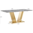 thumbnail image 2 of Modern Dining Table 70" Rectangular Kitchen Table with Imitation Marble Grain MDF Wooden Top & Iniregular Gold Base,Faux Marble Dinner Furniture for Kitchen Dining Room/Meeting Room, 2 of 9