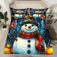thumbnail image 2 of jejeloiu Marry Christmas Queen Sheet Sets,Featival Theme Flat Sheet,Cute Snowmen Queen Fitted Sheet For Girls,Breathable Room Decor,4-Piece, 2 of 7