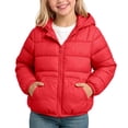 thumbnail image 2 of Agkizg Kids Girls Lightweight Hooded Puffer Coat Zip Winter Jacket with Pockets Solid Color Warm Casual Outerwear, 2 of 5