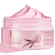 ANAI RUI Rose Facial Mask, Clay Mask with Kaolin Pink Clay, Niacinamide, Collagen, Hyaluronic Acid for Moisturizing & Smooth Skin, Pores Minimizers, Blackhead Remover, 4.23 Oz