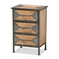 thumbnail image 2 of Baxton Studio Laurel Rustic Industrial Antique Grey Finished Metal and Whitewashed Oak Brown Finished Wood 3-Drawer End Table, 2 of 8