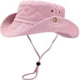 thumbnail image 3 of Unisex Cotton Boonie Hat Summer Outdoor Packable Fishing Bucket Hat Beach Sun Hat with String for Women Men, 3 of 5