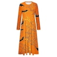 thumbnail image 3 of WXLWZYWL Womens Halloween Dress Plus Size Womens Dresses Fall 2024 Floral Printed Long Dress Long Sleeve Round Neck Sundress, 3 of 4