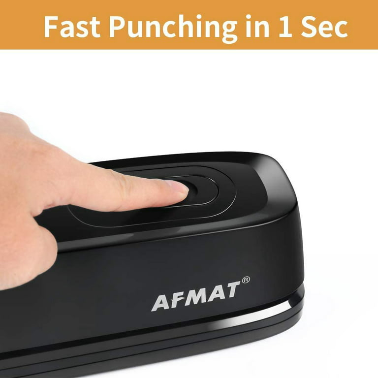 AFMAT 3 Hole Puncher, Electric and Battery Powered Hole Punch, 20 Sheet  Capacity, Reduced Effort, Black
