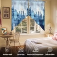 thumbnail image 5 of Abstract Urban Silhouette Swag Curtain Valance for Windows, Vintage Blue Gary Building Window Treatments Short Swag Topper for Kitchen Windows Bathroom Bedroom, 36"x36", 5 of 8