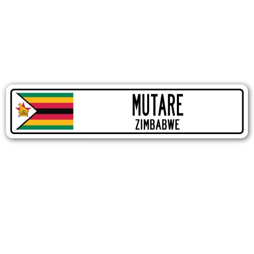 MUTARE, ZIMBABWE Street Sign Zimbabwean flag city country road wall gift