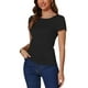 thumbnail image 4 of INSPIRAR CHIC Camiseta de Mujer de Manga Corta con Cuello Redondo de Punto Texturizado Ribeteado S Negro, 4 of 5