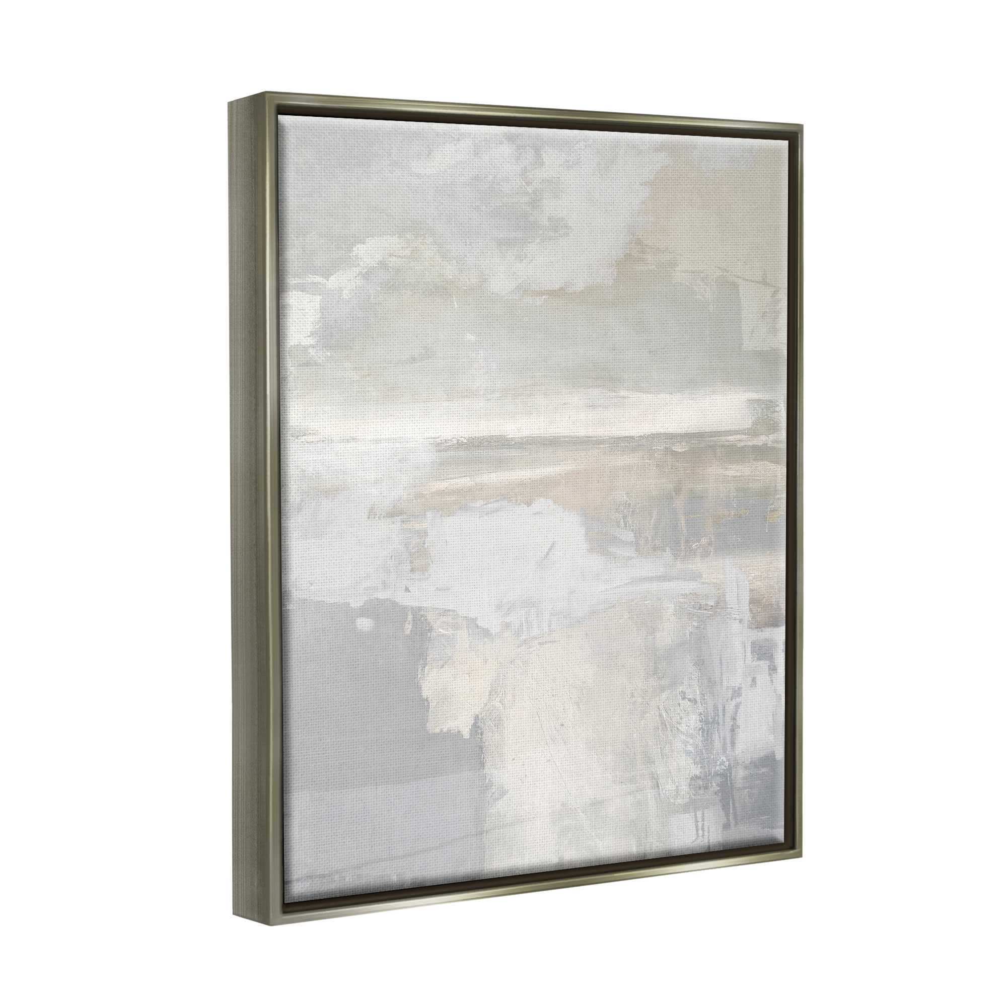 Stupell Industries Muted Abstract Painting Abstract Painting Gray Floater Framed Canvas Art Print Wall Art, 17 x 21