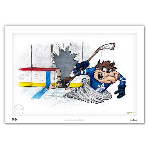 Tasmanian Devil Toronto Maple Leafs 14" x 20" Looney Tunes Fine Art Print - Limited Edition