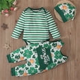 thumbnail image 2 of My 1st St. Patrick's Day Baby Boy Outfits Clover Shamrock Printing Romper With Pants 2 Piece Outfits Sets Green 3-6 Months, 2 of 9