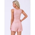 thumbnail image 4 of DARING DIVA Women's Ruffle Trim  Ruffled Camisole Tank Top and Shorts Pajamas Set XS Pink, 4 of 7