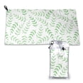 thumbnail image 1 of YFYANG Adult Microfiber Portable Travel Towel, Leaves Pattern Texture Quick Dry Towel with Hiking Buckle PVC Pouch, 16" x 31.5", 1 of 6