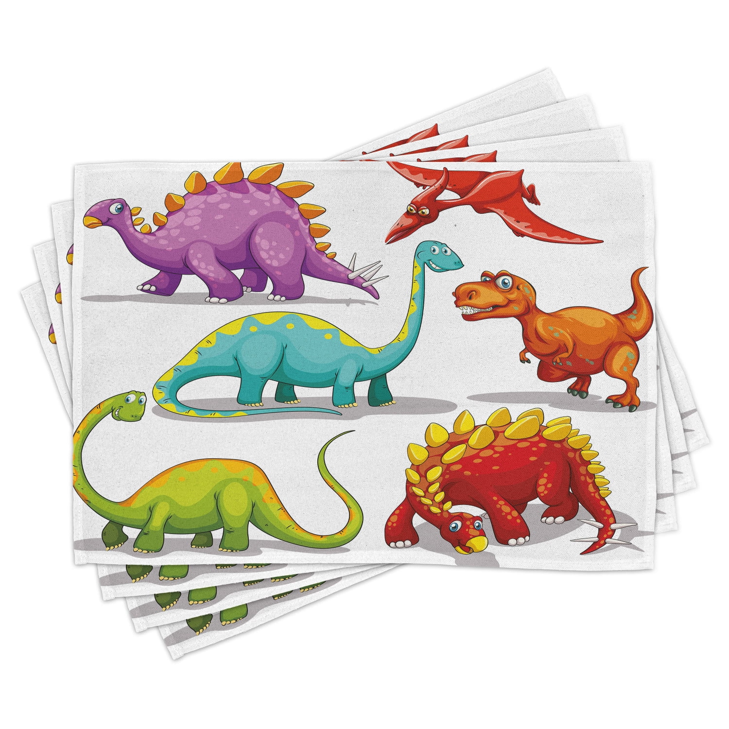 Dinosaur Placemats Set of 4 Colorful Funny Different Dino Collection