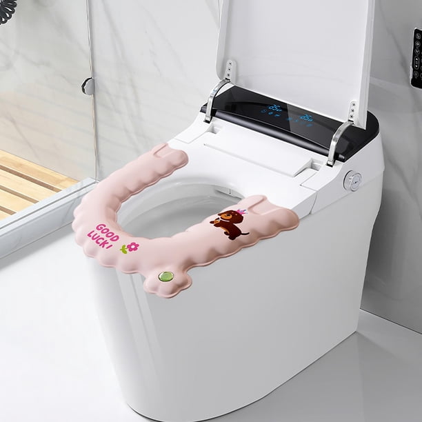 Asiento de Inodoro Acolchado, Calentador Suave y Almohadillado, Cubierta Sanitaria Lavable con Capa Impermeable, Cojín Cómodo para Inodoros Estándar