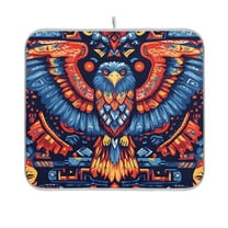 Yayeee Dish Drying Mat for Kitchen Counter 16"x18" Microfiber Absorbent Pad, Blue Abstract Eagle