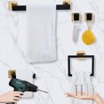 thumbnail image 4 of ZheElen Bathroom Hardware Set No Drilling Wall Mount Towel Bar Self-adhesive Paper Holder Robe Hook Toilet Accessories Gold rod, 4 of 9