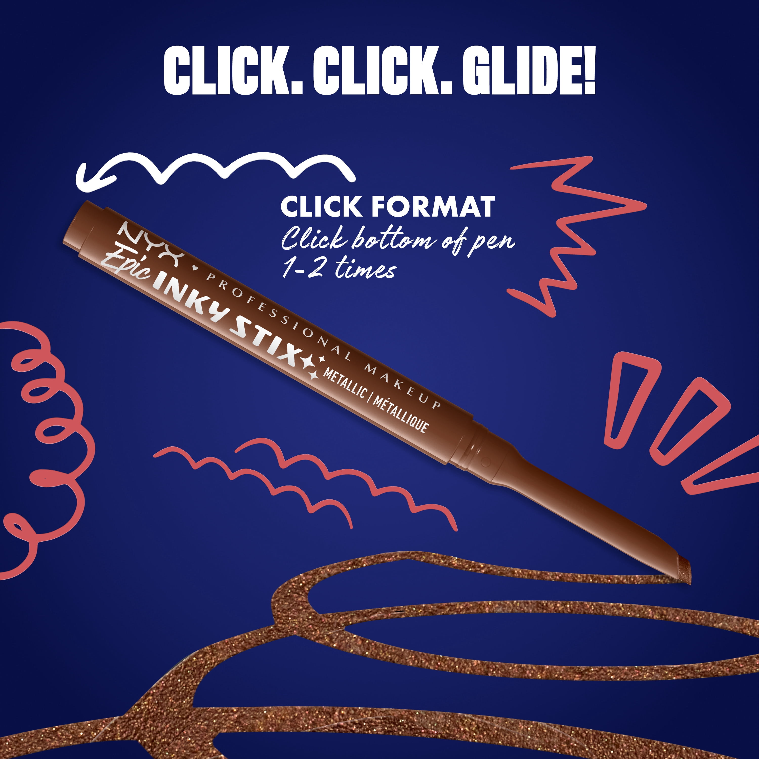 NYX Professional Makeup Epic Inky Stix Mechanical Cream Metallic Gel Eyeliner, Kinetic Copper 03