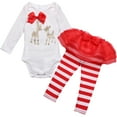 thumbnail image 2 of YONGHS Baby Girls Christmas Outfits Glitter Rindeer Elk Print Romper with Tutu Pants Set, 2 of 5