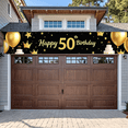 thumbnail image 7 of Black Background Glittery Golden 50th Birthday Banner with Balloons Cakes Crowns and Stars for Birthday Party Decorations Photography Props and Happy Moments, 7 of 7