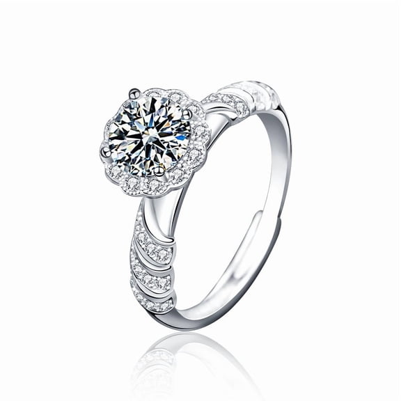 Adjustable 1 Carat Moissanite Wedding Ring Set for Bridal Set D-Color Clarity 18K Moissanite Rings for Women Diamond Promise Ring Fiancee Lab Grown Diamond Engagement Rings Lady