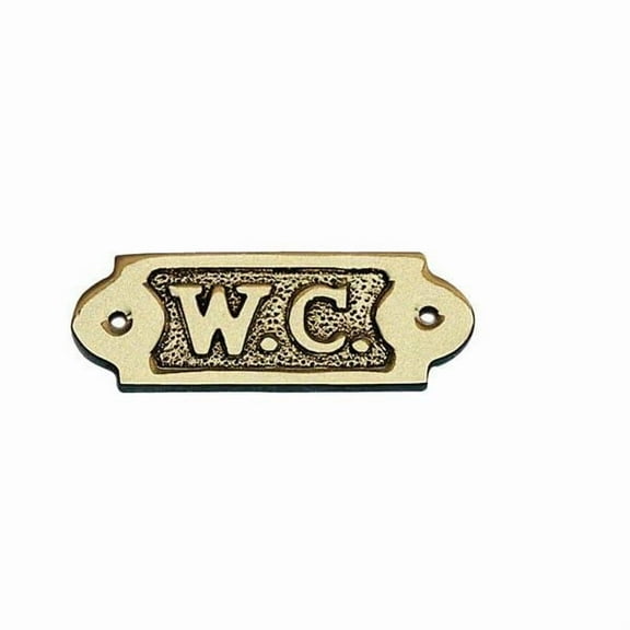 Brass W.C. Sign - Brass Restroom Sign-Brass Door Sign (Brass,3.75X1.5 Inch)(ref062022)