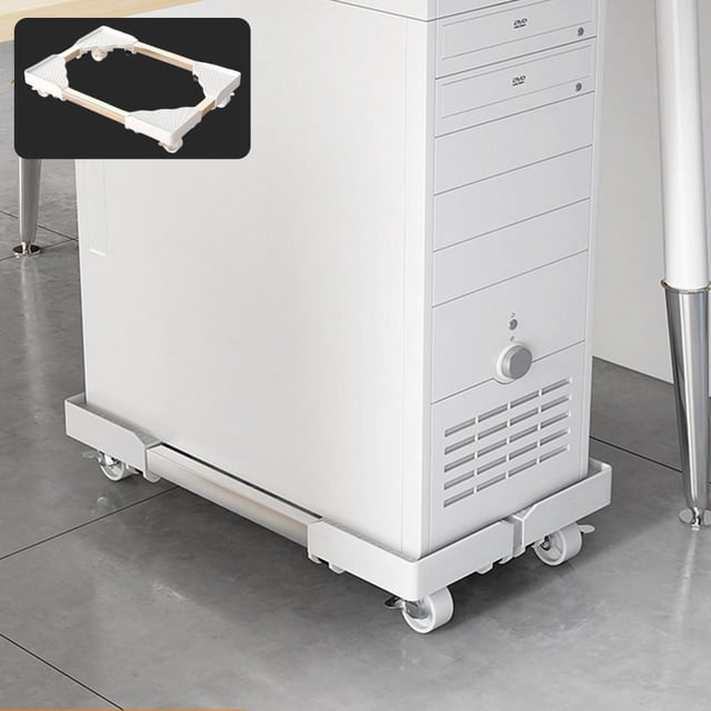 Support de Tour d'Ordinateur Réglable avec Roues, Base Mobile Rétractable et Étagère de Rangement, Support Universel pour CPU pour Bureau à Domicile