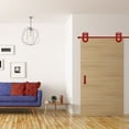 thumbnail image 6 of Premium Wagon Wheel Horseshoe Barn Door Hardware Set W/ 6' Track For 1 3/4" Doors, Regal Red, 6 of 16