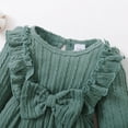 thumbnail image 6 of KIMI BEAR Infant Baby Girls Romper 12-18 Months Round Neck Long Sleeves Bodysuits Fall Winter Solid Color Bowknot One-piece Headband Green, 6 of 10