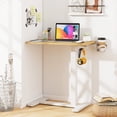 thumbnail image 4 of Patiojoy Bureau Debout Mobile à Hauteur Réglable Pneumatique, Bureau Roulant avec Porte-Gobelet et Crochet pour Écouteurs, Table au-Dessus du Lit avec Roues Dissimulées, Naturel, 4 of 10
