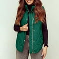 thumbnail image 4 of VISALY Women's Button Down Zip Up Jacket Vest Cropped Puffer Vest Women Lightweight Quilted Stand Collar Sleeveless Jackets Fall Winter Coat Green M, 4 of 5