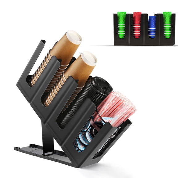 Demine Paper Cup and Lid Holder, Disposable Coffee Cup Dispenser for Countertop Coffee Station Bar Restaurant Breakroom