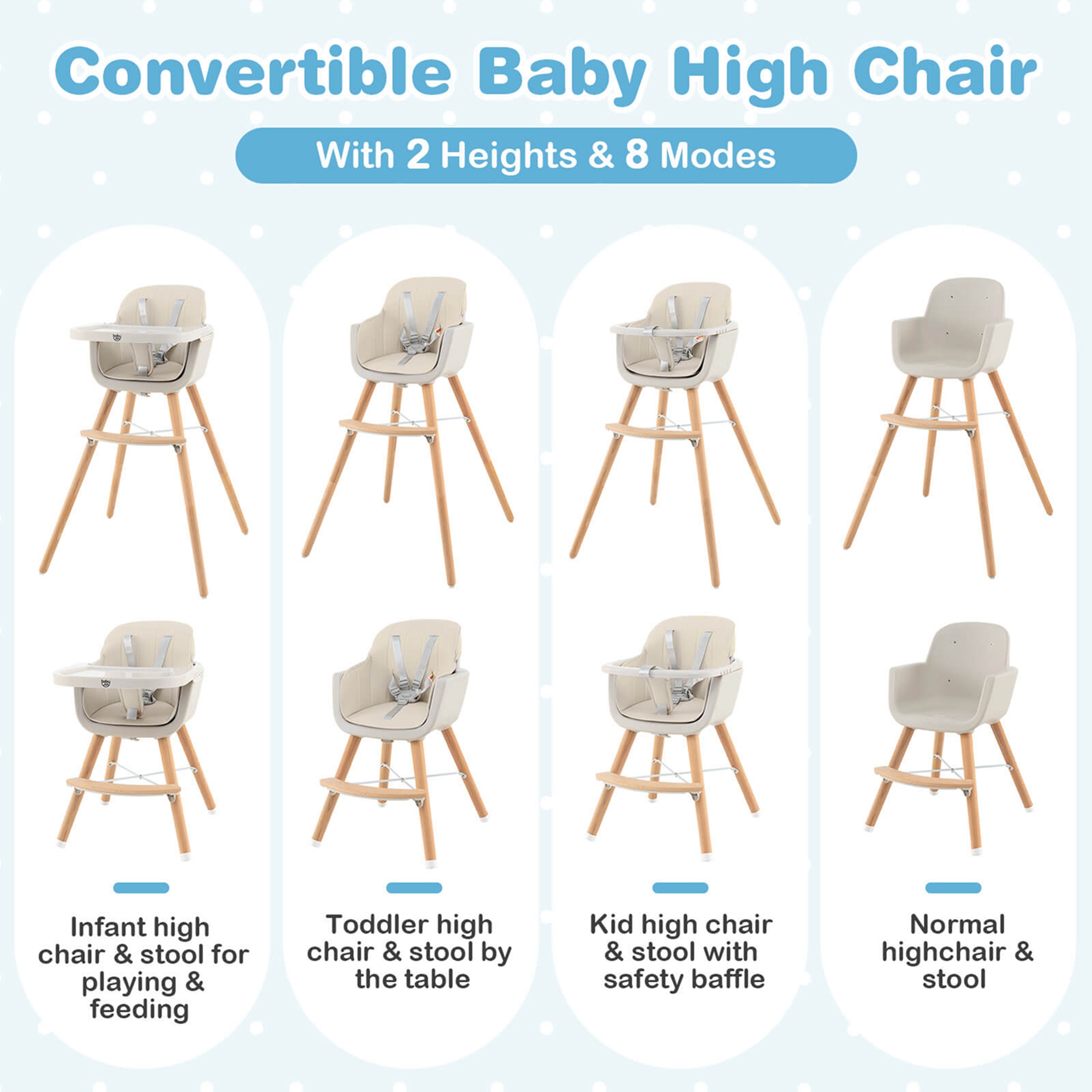 Costway 3-in-1 Convertible Wooden High Chair photo 5