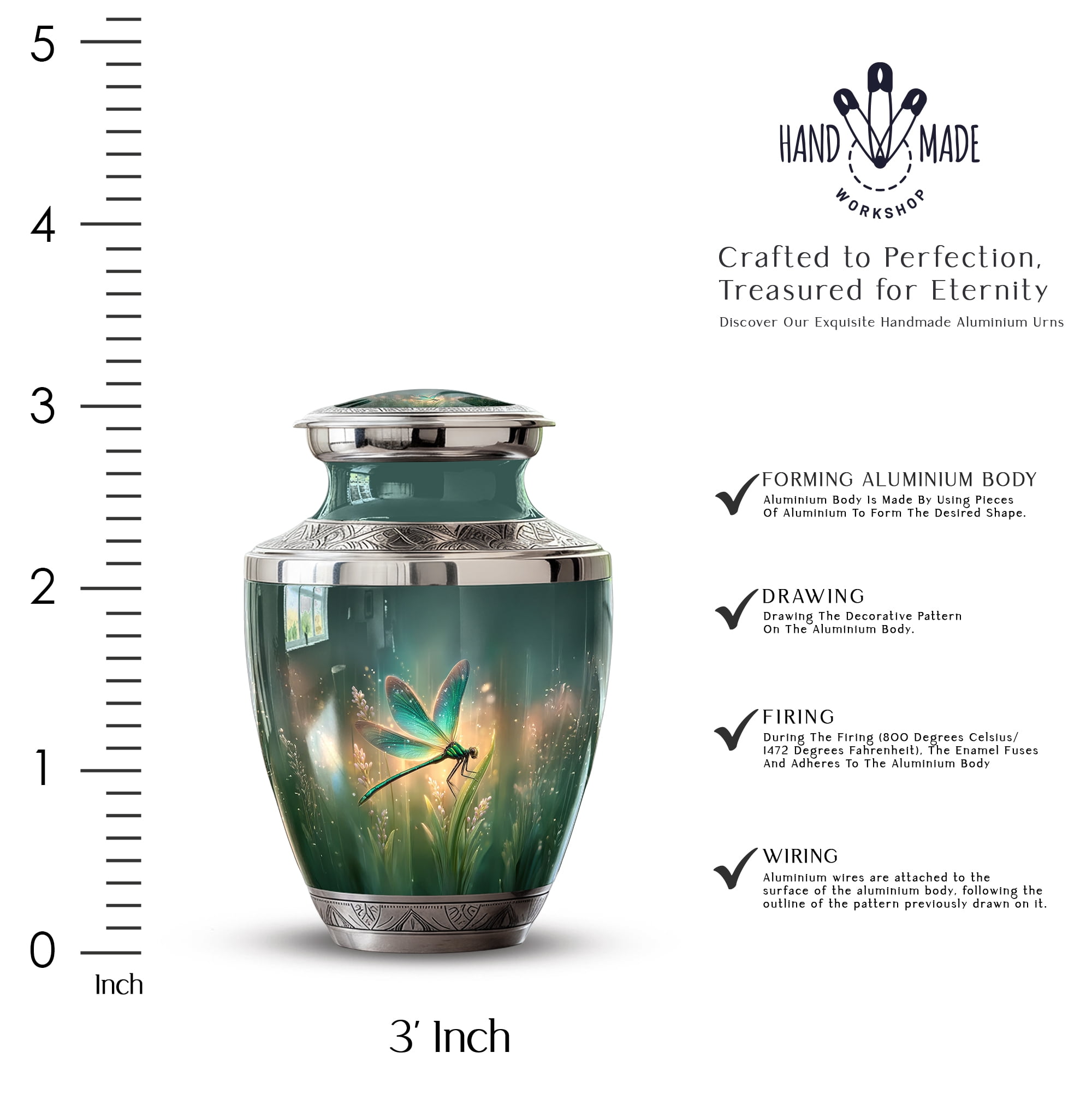 Dragonfly Urns For Human Ashes Adult Female - Small Cremation Urns For Women - Dragonfly Urn For Ashes For Men - Funeral Urn For Mom ( Size:- 3 Inch 2pc )