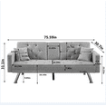 thumbnail image 4 of 75.59" Button Tufted Futon Sofa Bed, Linen Convertible Loveseat Sleeper Sofa, Reversible Loveseat Couches for Living Room, 2 Cup Holders,3 Angles Adjustable Back, Grey, 4 of 9