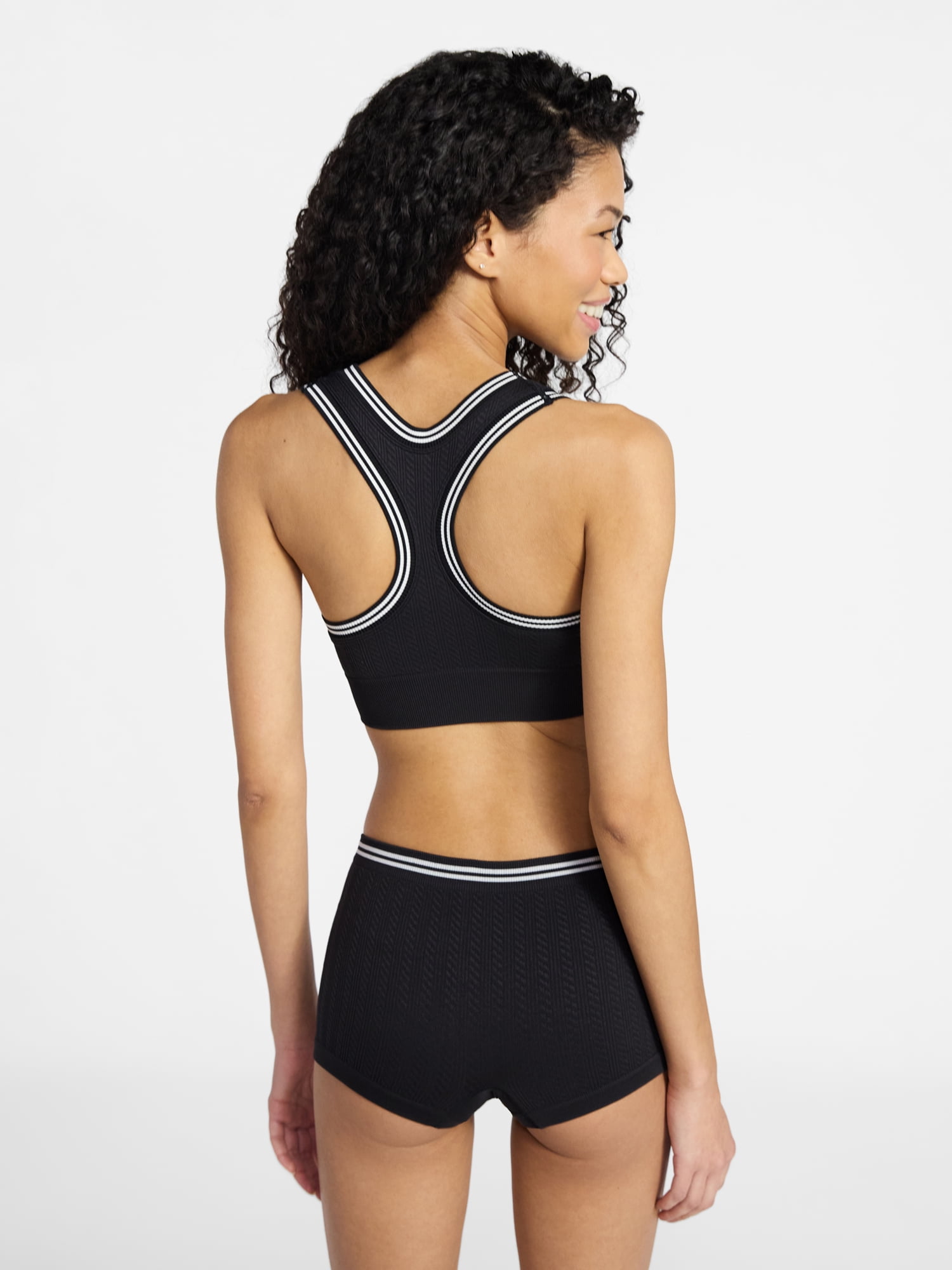No Boundaries Seamless Racerback Bralette and Boyshort Set, 2-Piece, Women's XS-XXXL