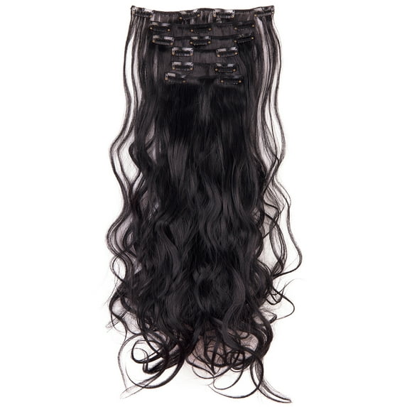 SHCKE 26" Straight Clip in Hair Extensions Fluffy and not Tangled 24" Wavy Curly Hair Extension Silky Full Head Clip in Hair Extension Synthetic Hair Pieces for Women
