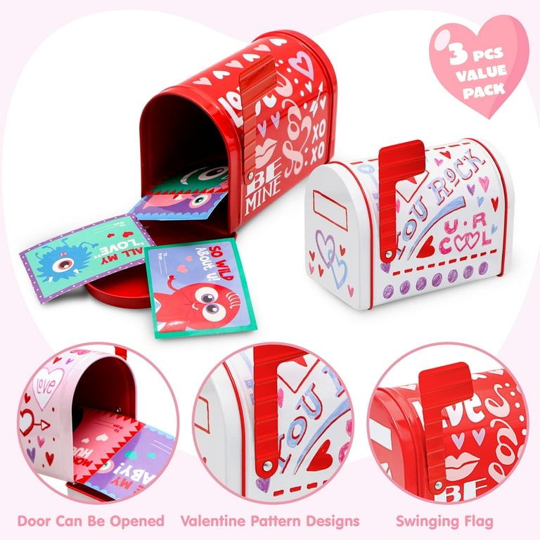 SYNCFUN 3 Pcs Valentine Mailbox Sets, 3.75