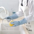 thumbnail image 4 of Zhuge Reusable Waterproof Household Rubber Cleaning Gloves, Long Cuff, Thin Dishwashing Gloves 3-Pairs (3 Morandi Long), 4 of 5