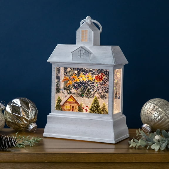 Northlight LED Lighted Santa's Sleigh Christmas Lantern Snow Globe - 10"