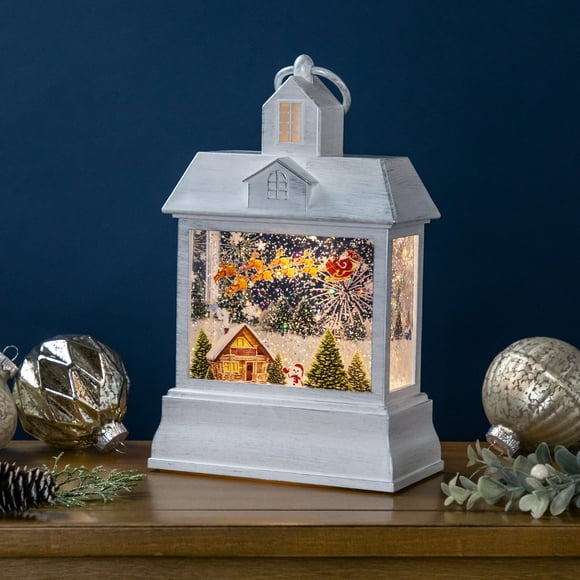 Northlight LED Lighted Santa's Sleigh Christmas Lantern Snow Globe - 10"