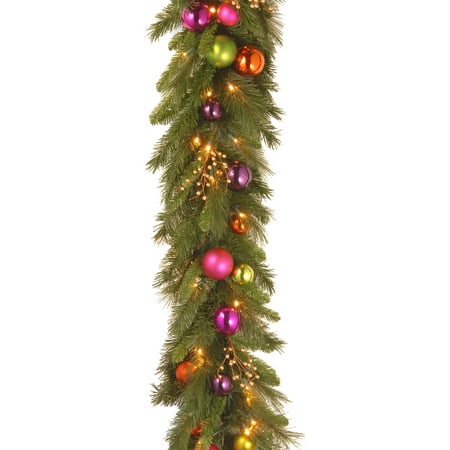 National Tree 6' x 16" Kaleidoscope Garland with 50 Soft white LED Battery Operated Lights