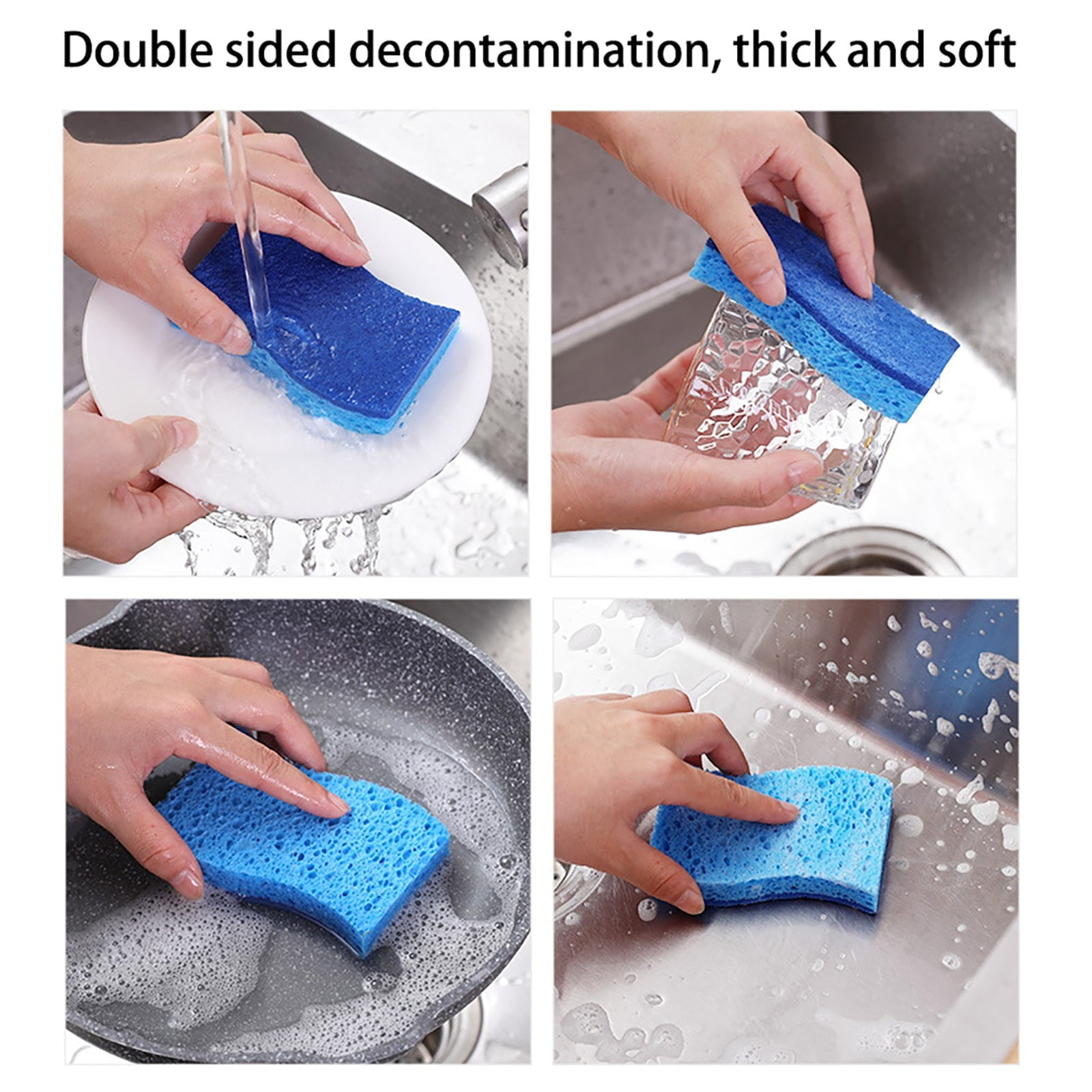 Dish Sponges Kitchen Christmas Gingerbread Cookies Scrub Sponge Santa Claus  Non Scratch Reusable Compressed Cellulose Sponge Hanging for Household