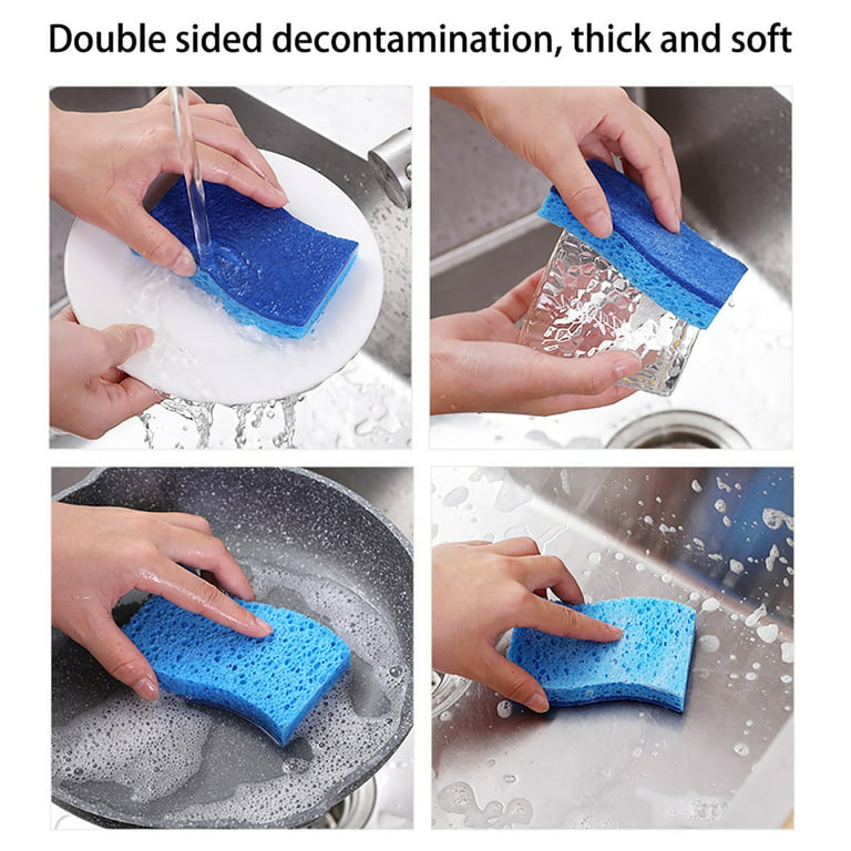 10 Pack Kitchen Cleaning Sponge, Non-Scratch Double-Sided Scrubber Sponge  Brush for Dishes Sink and Bathroom Efficient Scouring Pad for Pot, Pan,  Household Cookware (oval)