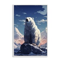Stupell Industries Snowy Polar Bear Animals & Insects Painting White Framed Art Print Wall Art, 16 x 24